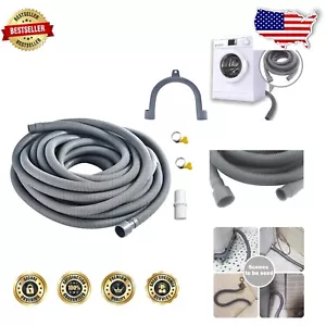 Durable 49ft Corrugated Washer Drain Hose Extension with Easy Installation Kit - Picture 1 of 6