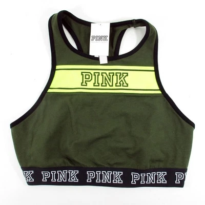 Victoria's Secret PINK Crop / Haut Court / High-Neck Sports Bra  XS (AA-B) Green - Image 1 of 3