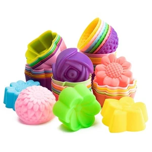 42Pcs Silicone Molds Cupcake Multi Flower Shapes Baking Cups Non-Stick Donut Wra - Picture 1 of 5