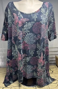 Lularoe Tee T Shirt Top Tunic Floral Butterfly Graphic Women’s Plus Size 3X - Picture 1 of 9