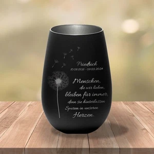 Portavelas - Luz Conmemorativa - Nombre y Fecha - Negro Plata Personalizado 22 - Imagen 1 de 5