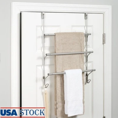 Portasciugamani Over-the-Door 3 Livelli con Ganci Salvaspazio Porta Asciugamani Soluzione Nuovo - Immagine 1 di 4