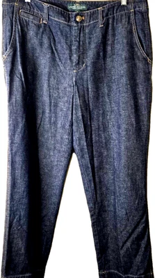 Pantalones de mezclilla para mujer Lauren Ralph Lauren talla 14 holgados pierna ancha ligeros oscuros Foto 1 de 4