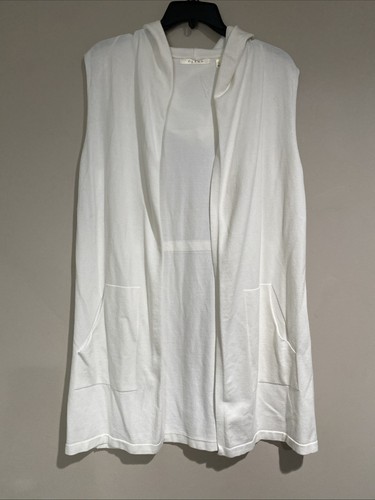 OFF WHITE Cyrus Cardigan Aperto Donna Bone Off White Senza Maniche Tasche con Cappuccio Tg Lg