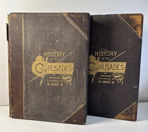 Gustave Dore Francois Michaud HISTORY OF THE CRUSADES Volumes 1 & 2 - C.1890 - Picture 1 of 24