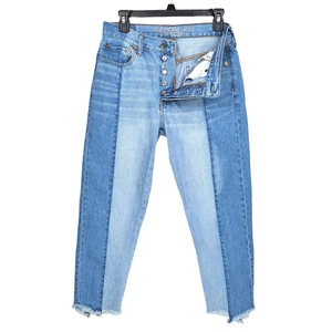 American Eagle Jeans Womens Size 6 Vintage High Rise Two-Tone Crop Button Fly - Picture 1 of 14