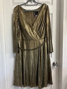 Vestido Mac Duggal 49224 Talla 18W Metálico Bronce Dorado Cóctel Fiesta Cuello en V - Imagen 1 de 4