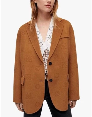 PVP 270 € MAJE Abrigo Gala Rover Logo Repujado Chaqueta 100% Lana Para Mujer 1 Talla Grande Foto 1 de 4