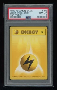 POKEMON 1st Edition Shadowless Base Set LIGHTNING ENERGY 100/102 PSA 10 GEM MINT - Picture 1 of 2
