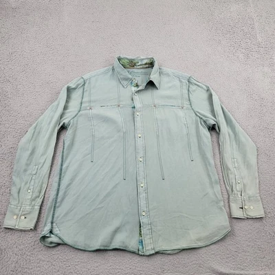 Margaritaville St Somewhere Shirt Mens XL Linen Green Button Up Long Sleeve - Image 1 of 4