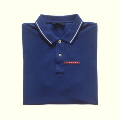 PRADA SPORT DE COLECCIÓN Y2K RETRO DISEÑADOR DEPORTIVO ACTIVO AZUL POLO 2015 HOMBRE TALLA XL Foto 1 de 4
