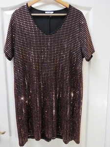 Tilletts Sequin Tunic Top XL Copper Metallic Cruise Festival Occasion Stretch - Picture 1 of 4