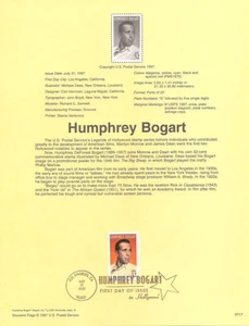 #9717 32c Humphrey Bogart Briefmarke #3152 Souvenirseite - Bild 1 von 1