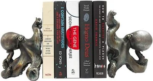 Ebros Nautical Coastal Sea Monster Octopus Bookends Set Statue in Faded Bronz... - Picture 1 of 9