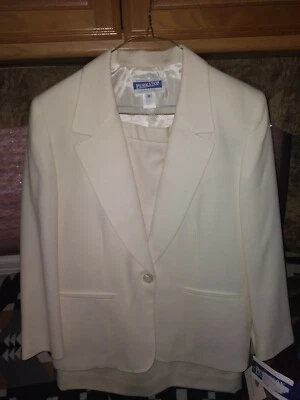 Pendleton Marfil Lana Virgen Mujer Muesca Cuello Chaqueta Midi Lápiz Falda Traje 10 Foto 1 de 4