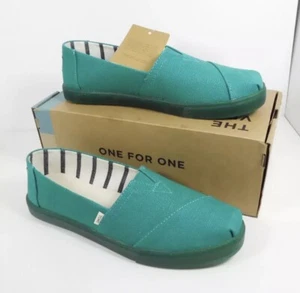 TOMS Womens Classic Heritage Canvas Cupsole Slip On Green Lake Size 8.5 - Picture 1 of 15