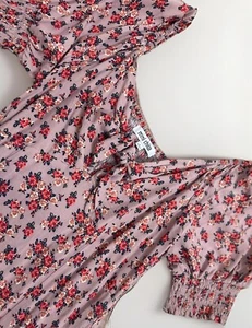 New Mimi Chica Womens Trendy Pink Floral Off Shoulder Puff Sleeve Dress Large - Picture 1 of 4