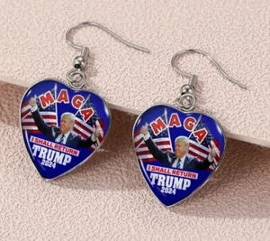 Donald Trump 2024 I Shall Return herzförmige Ohrhänger Republikaner MAGA - Bild 1 von 1