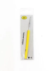 Aguja de ganchillo grosor 2,0 con mango de plástico amarillo - Imagen 1 de 3