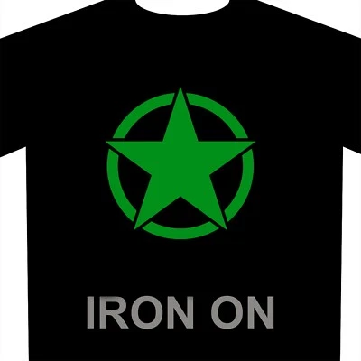 Military Star Iron-On Fabric Heat Transfer Decal - Image 1 of 2