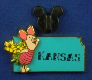 Piglet Kansas State Character Pin Flowers Bouquet Pin # 14938 - Picture 1 of 4