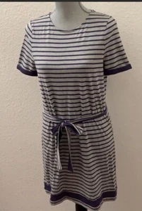Tommy Girl Hilfiger Girls Dress Size Medium M New NWT Blue Stripes Gray Bows - Picture 1 of 8