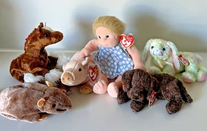 TY Beanie Babies Baby Kids Knuckles Angel Cottonball Fetcher Hoofer Tiptoe Set 6 - Picture 1 of 13