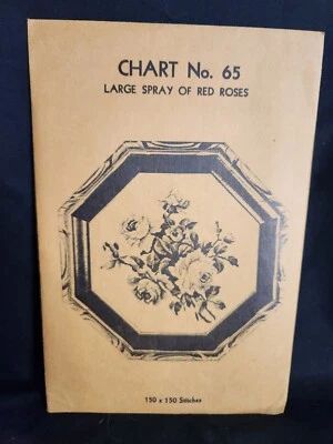 Vtg rare Babs Fuhrmann petit point Chart No. 65 Large Spray Red Roses 150x150 - Image 1 of 4