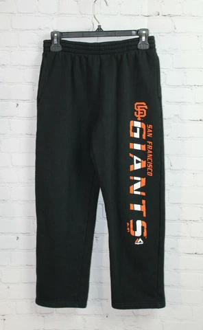 T ~ Majestic MLB Youth Boy's SF Giants Fleece Sweatpants Sz Large (14/16) Black Cover