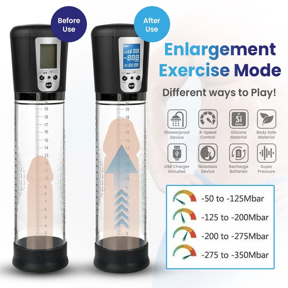 Vacuum Electric Penis Pump Digital rechargeable Male Men Penis Enlarger Growth - Image 1 of 4