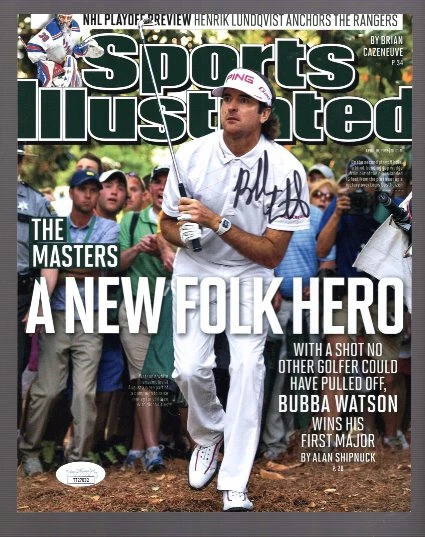 BUBBA WATSON HAND SIGNED 8x10 COLOR PHOTO      AWESOME MASTERS SI COVER      JSA - Image 1 of 1