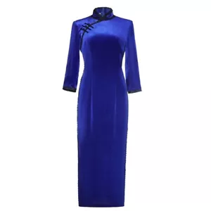 2024 Autumn Winter Qipao Dress Chinese Velvet Long Cheongsam Women Party Gown - Picture 1 of 8