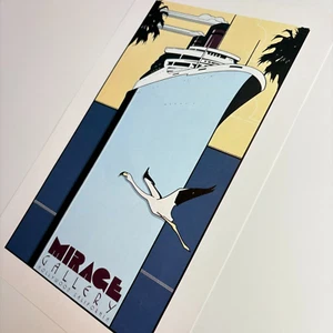 Patrick Nagel Vtg Print Mirage Gallery Hollywood California Ship Marsh Bird Ad - Picture 1 of 4