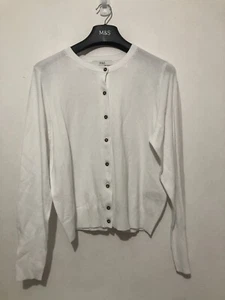 Cárdigan Jersey Marks & Spencer Cuello Redondo Botón Frontal Reino Unido 16 Blanco Suave - Imagen 1 de 10