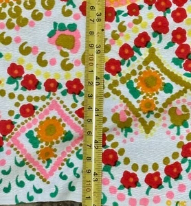VTG Paisley 60’s 70’s Fabric Mixed Textiles 43”X 45” Orange Pink Red Green Flora - Picture 1 of 5