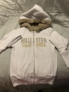 Hollister Youth S Full zip distressed  off White Kids-Small Stain - Picture 1 of 4