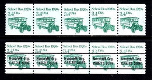 👀Briefmarken USA - 3,4 Cent Schulbus 20er Jahre Platte nummeriert Spulenstreifen 5 Stück postfrisch - Bild 1 von 5