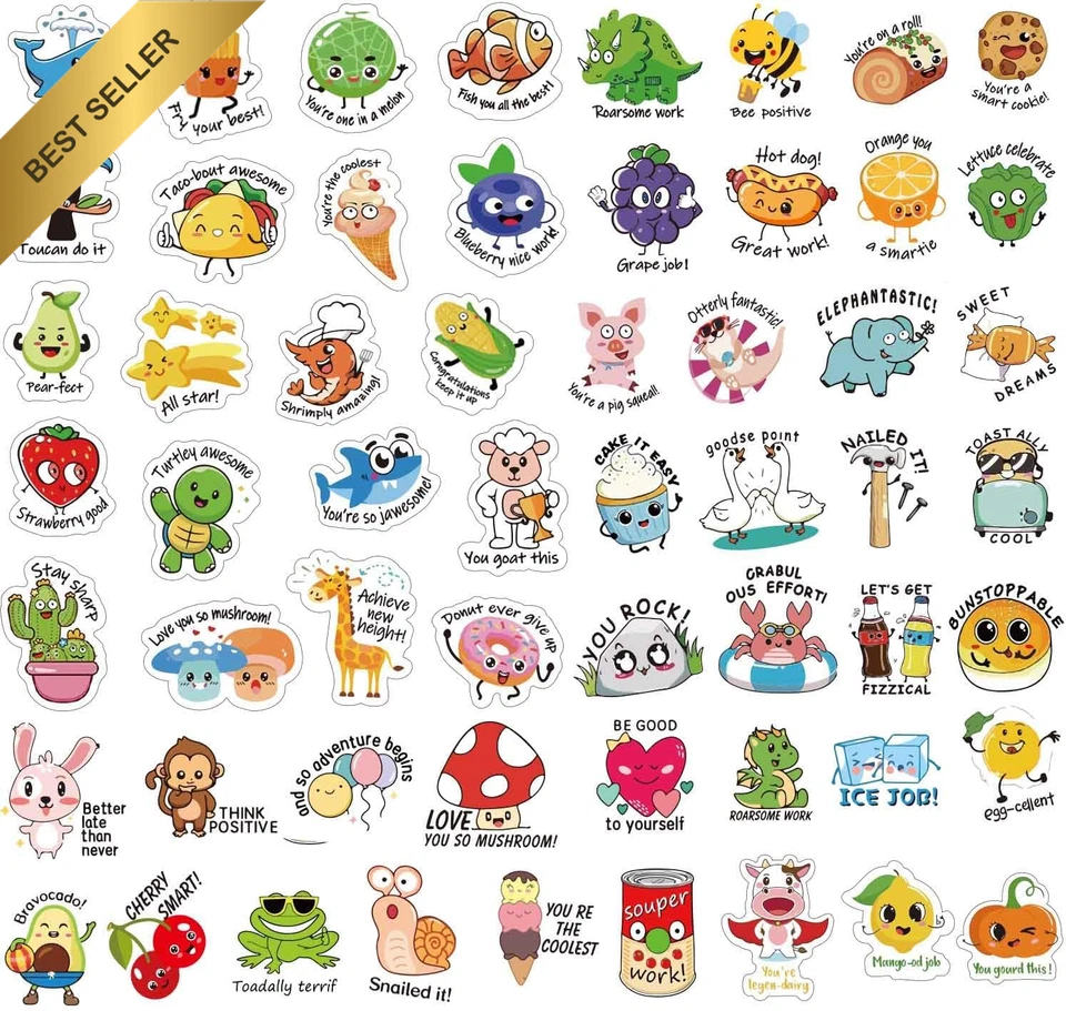 FNGEEN 464Pcs Punny Teacher Stickers for Student 220 Designs Motivational Re...