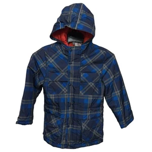 Hanna Andersson Boys Size 110 (5) Winter Coat Jacket Hooded Plaid Insulated - Picture 1 of 14