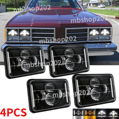4PCS Fit Oldsmobile Delta 88 1976-1986 4X6"inch LED Headlights High/Low Beam DOT - Image 1 of 4