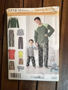 SIMPLICITY PATTERN 2318 BOYS' & MENS PAJAMAS SIZE S-L/S-XL UNCUT FF - Picture 1 of 1