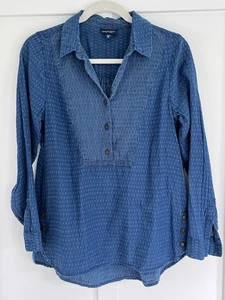 J. Pure Jill Elements Indigo Elements Popover Shirt Size Xsmall Top Blouse - Picture 1 of 5