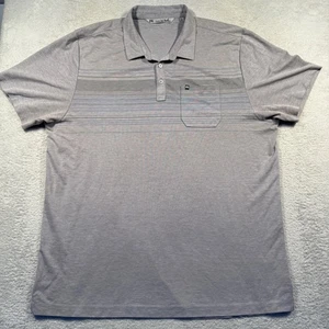 Travis Mathew Pima Cotton Blend Golf Polo Shirt Gray Mesh Striped Pocket XXL - Picture 1 of 8