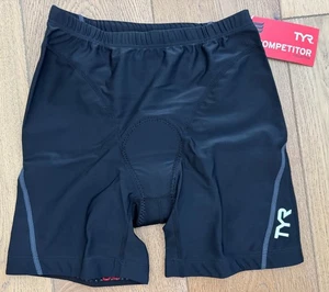 Pantalones Cortos TYR COMPETITOR Para Hombre Grandes Negros Grises 7" Con Almohadilla AMP para Bicicleta Hechos en EE. UU. Nuevos - Imagen 1 de 10