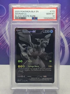 Pokemon 2025 Zekrom ex 172/086 Black White Rare Black Bolt GEM MINT PSA 10 - Picture 1 of 2