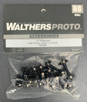 HO WalthersProto 920-2301 Replacement 33” Wheelsets w/Plastic Axles 12-Pc HO7236 - Image 1 of 3