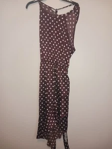 Beachsissi NWT Brown/White Polka Dot Long Beach Dress Size L Pretty Woman Vibes - Picture 1 of 4