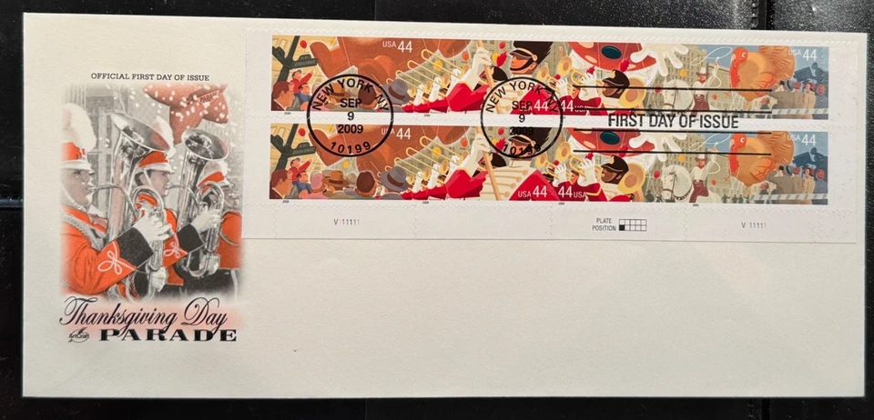 #4417-4420a ArtCraft THANKSGIVING PARADE Plate Block of 8 on single FDC Perfect! - Image 1 of 1