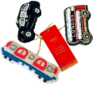 M&S HOME 3 London Transport Ornaments - NEW with Tags - Picture 1 of 4