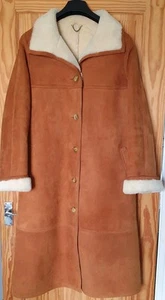 VINTAGE Morlands Stratton Fine Sheepskin Coat 16/18 Tan L46" Vgc - Picture 1 of 22